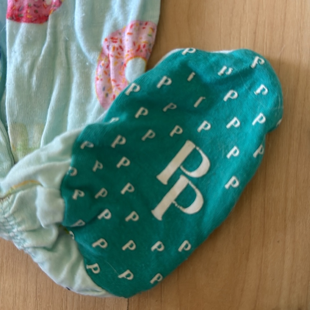 Posh Peanut 3-6 bamboo onesie baby animal donuts ruffle butt footed - Picture 8 of 11